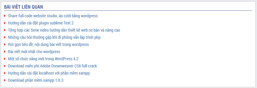 Bài viết liên quan trong wordpress