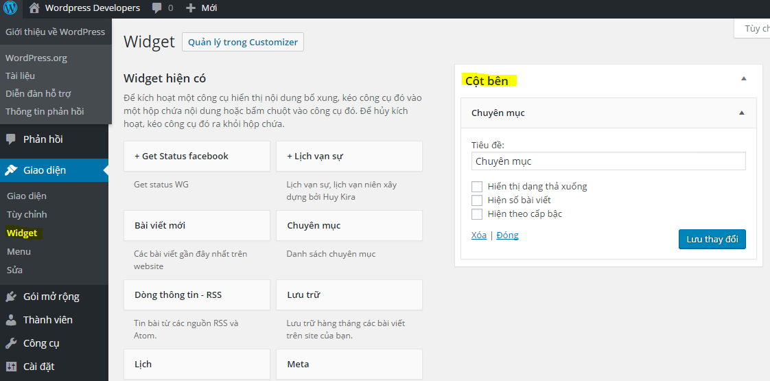 Hướng dẫn Lấy sidebar trong wordpress