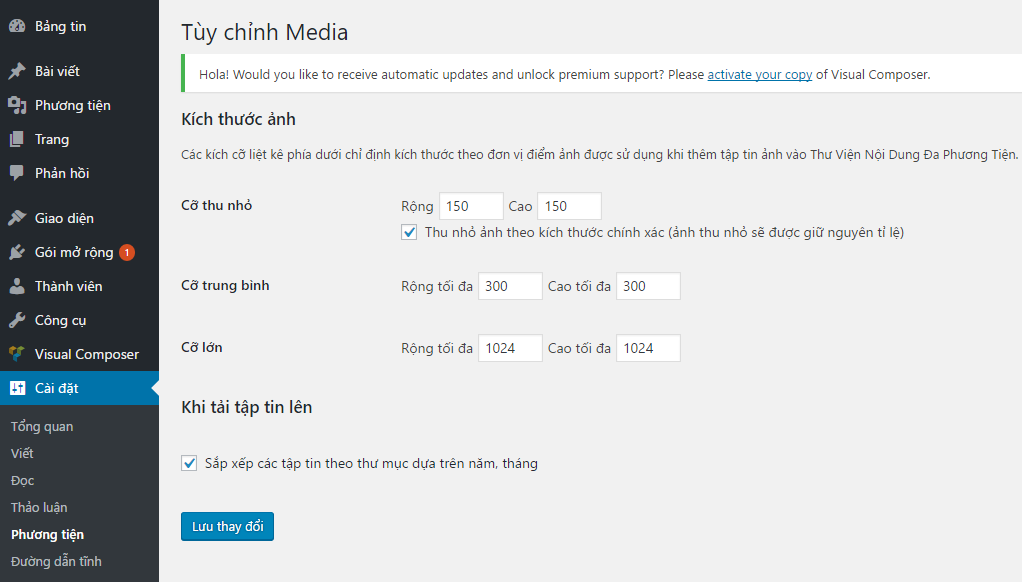 Tùy chỉnh kích thước thumbnail trong wordpress