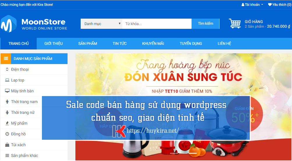 Sale code bán hàng sử dụng wordpress chuẩn seo, giao diện tinh tế