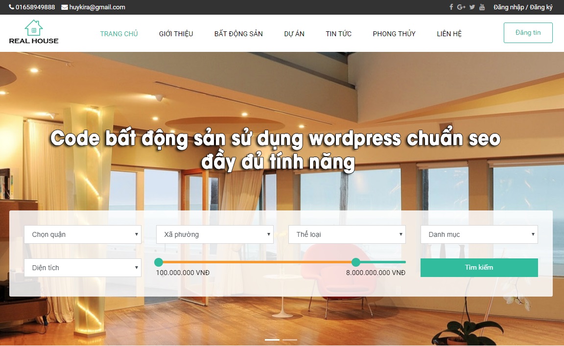 Code bất động sản sử dụng wordpress chuẩn seo đầy đủ tính năng