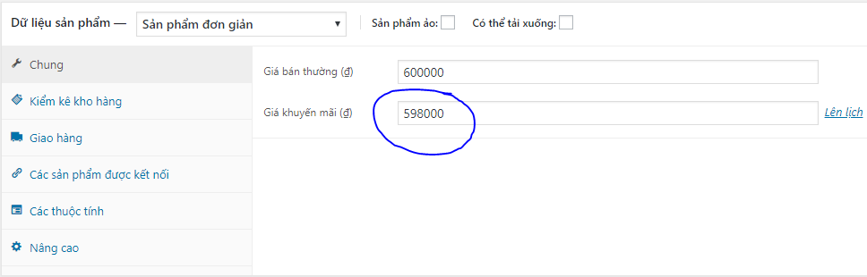 sản phẩm giảm giá WooCommerce