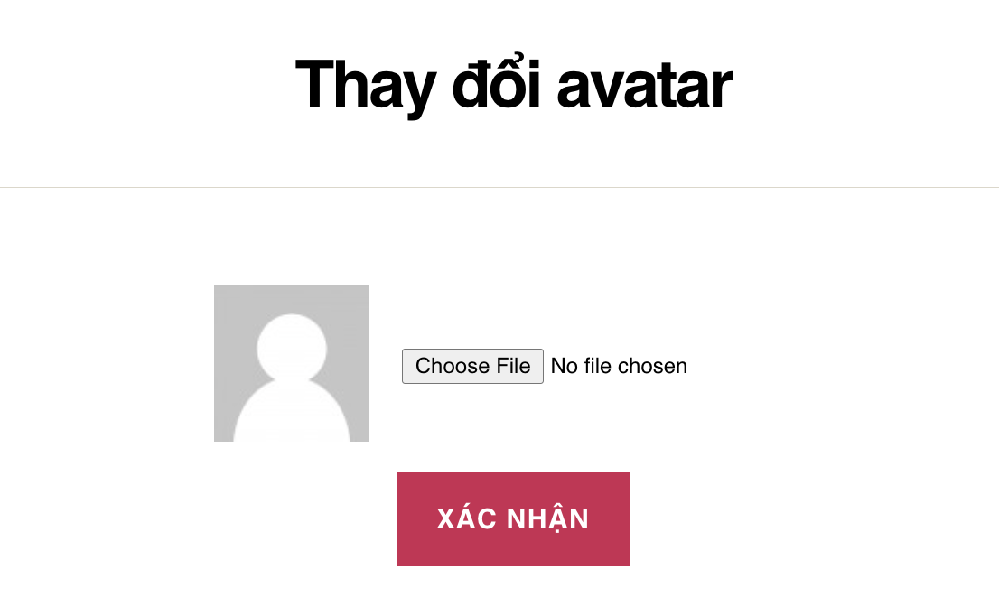 giao diện thay đổi avatar người dùng